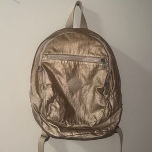 Kipling Backpack Purse Rose Gold Metallic